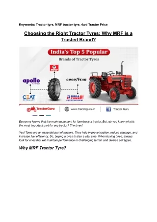 Choosing the Right Tractor Tyres_ Why MRF is Trusted Brand_