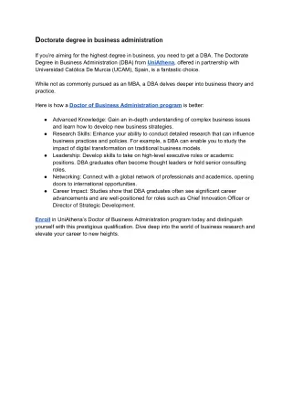 Doctorate degree in business administration