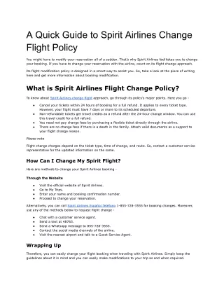 A Quick Guide to Spirit Airlines Change Flight Policy
