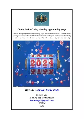 okwin invite code gaming app landing page