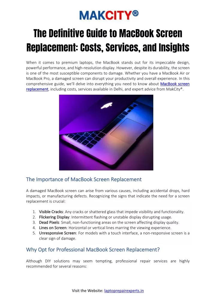 PPT - The Definitive Guide to MacBook Screen Replacement- Costs ...