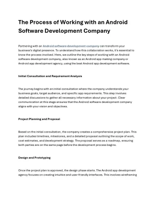 The Process of Working with an Android Software Development Company