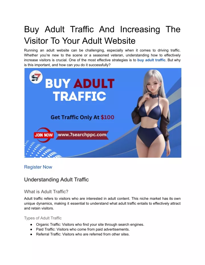 buy adult traffic and increasing the visitor