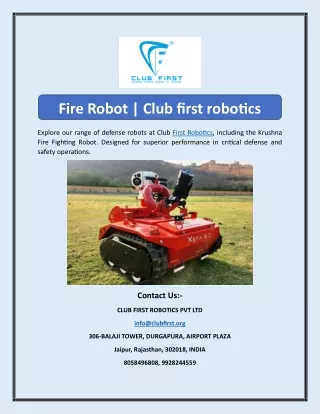 Fire Robot | Club first robotics