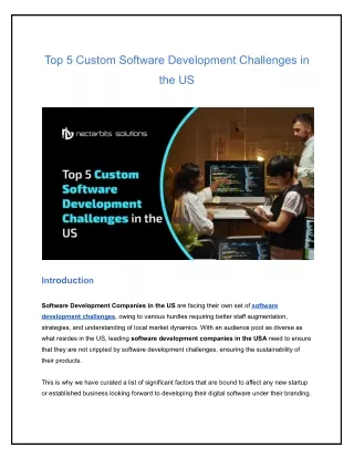 top 5 custom software development challenges in