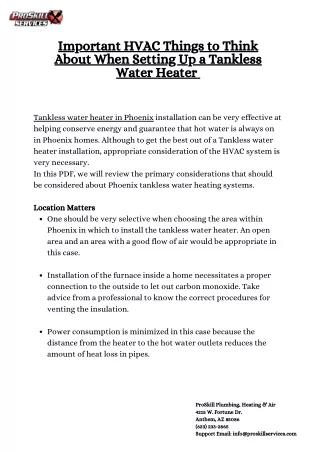 Important HVAC Things to Think About When Setting Up a Tankless Water Heater