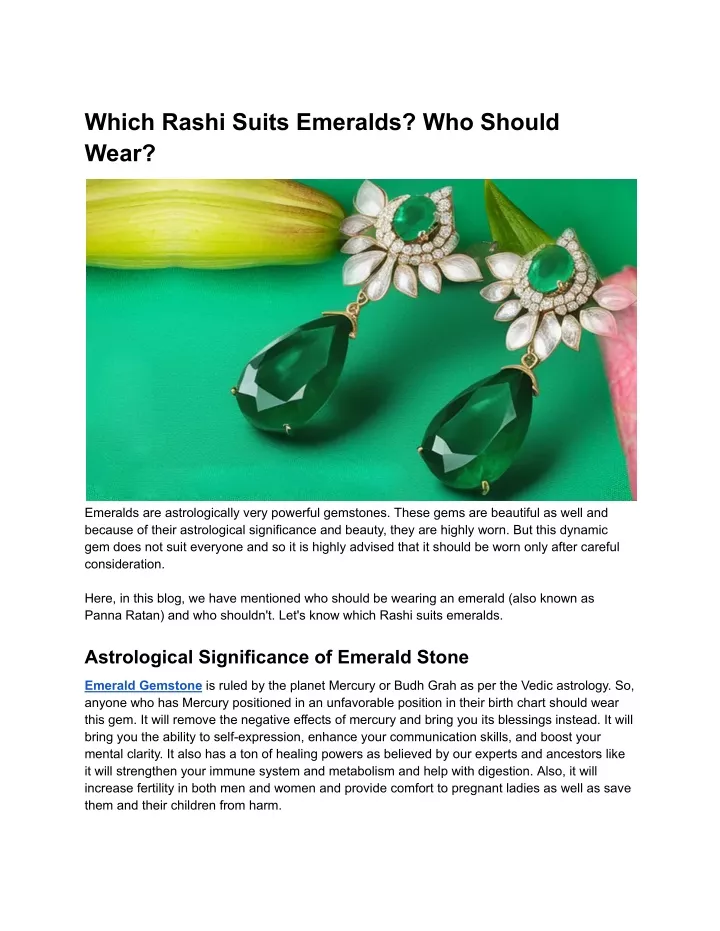 which rashi suits emeralds who should wear