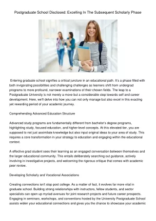 postgraduate school disclosed excelling