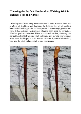 Choosing the Perfect Handcrafted Walking Stick in Ireland Tips and Advice
