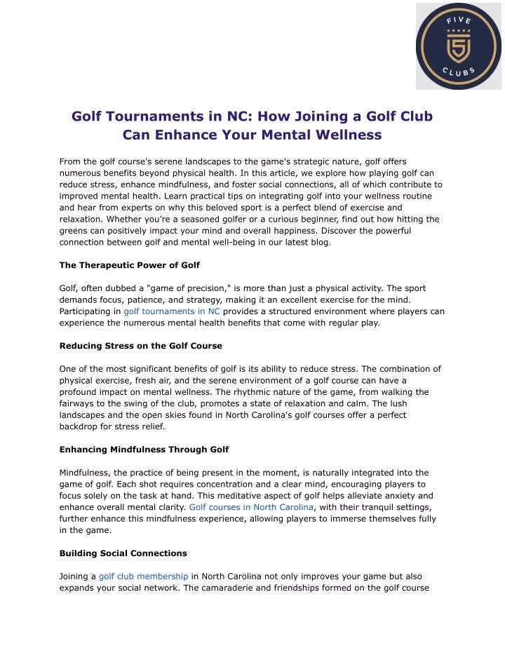 golf tournaments in nc how joining a golf club