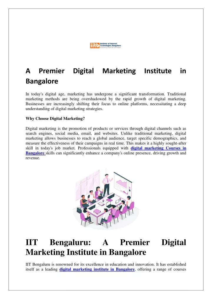 a premier digital marketing institute in bangalore