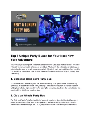 Top 5 Unique Party Buses for Your Next New York Adventure