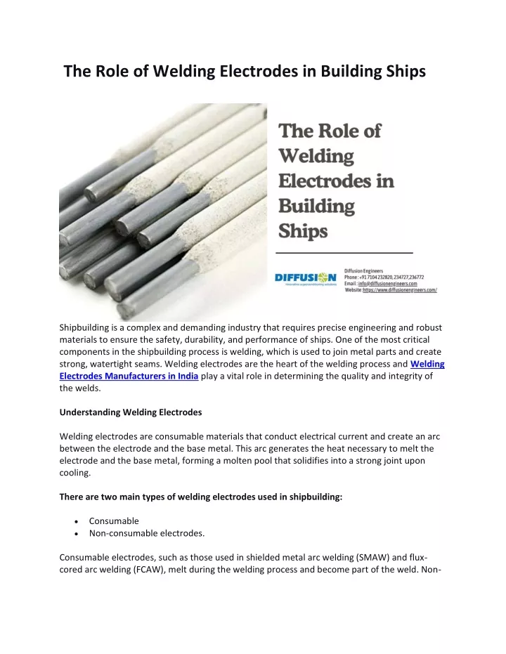 the role of welding electrodes in building ships