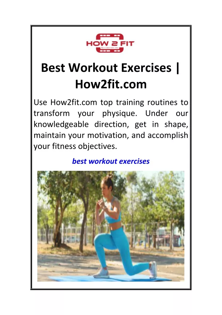 best workout exercises how2fit com