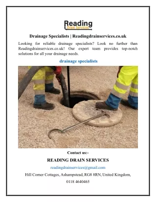 Drainage Specialists  Readingdrainservices.co.uk