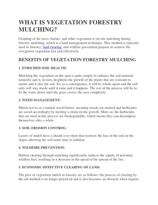 what is vegetation forestry mulching