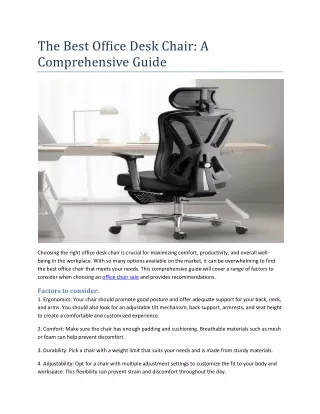 The Best Office Desk Chair A Comprehensive Guide