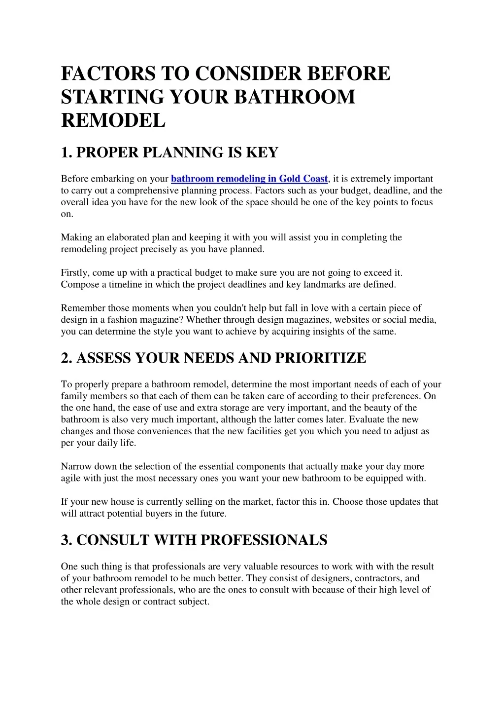 PPT - FACTORS TO CONSIDER BEFORE STARTING YOUR BATHROOM REMODEL ...