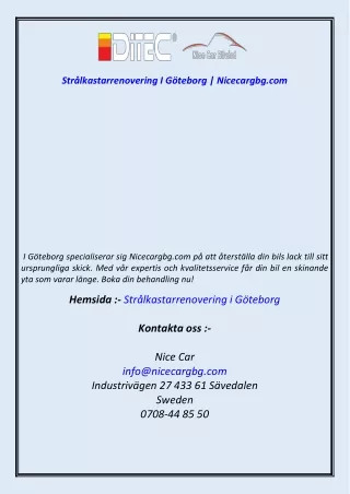 Strålkastarrenovering I Göteborg  Nicecargbg.com