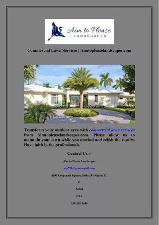 Commercial Lawn Services  Aimtopleaselandscapes com