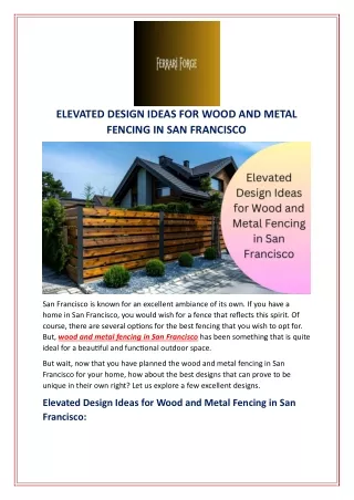 ELEVATED DESIGN IDEAS FOR WOOD AND METAL FENCING IN SAN FRANCISCO