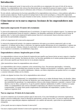 Cómo innovar en tu nueva empresa: lecciones de los emprendedores más exitosos