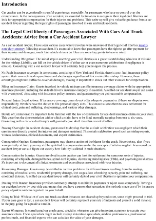 The Legal Civil Liberty of Passengers Associated With Auto Accidents: Advice fro