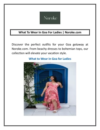 What To Wear In Goa For Ladies | Noroke.com