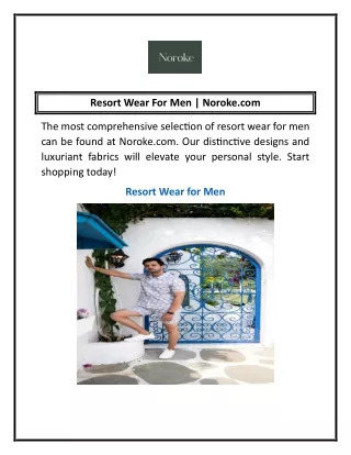 Resort Wear For Men | Noroke.com