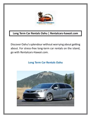 Long Term Car Rentals Oahu | Rentalcars-hawaii.com