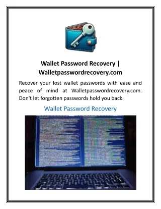 Wallet Password Recovery  Walletpasswordrecovery.com