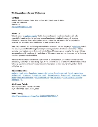 We-Fix Appliance Repair Wellington