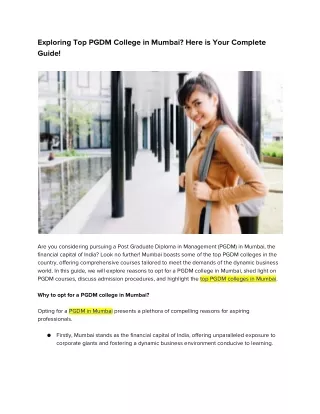 exploring top pgdm college in mumbai here is your