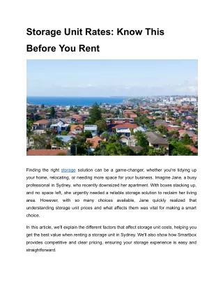 Storage Unit Rates: Know This Before You Rent