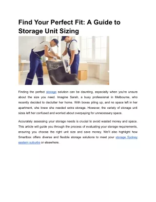 Find Your Perfect Fit: A Guide to Storage Unit Sizing