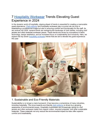 7 Hospitality Workwear Trends Elevating Guest Experience in 2024