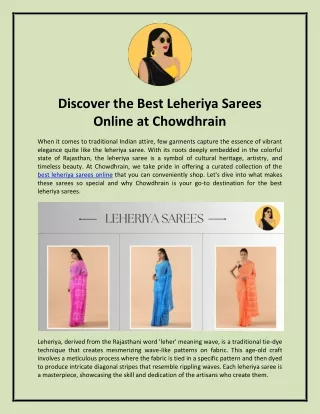 Discover the Best Leheriya Sarees Online at Chowdhrain