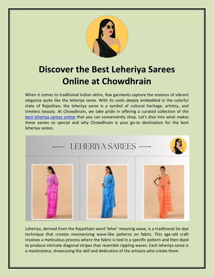 discover the best leheriya sarees online