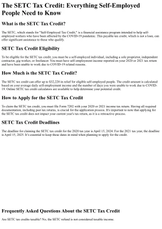 What is the SETC Tax Credit?