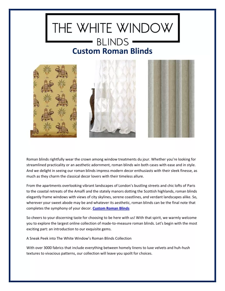 custom roman blinds