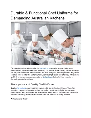 durable functional chef uniforms for demanding