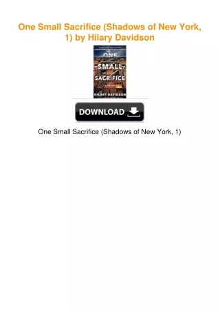 One Small Sacrifice (Shadows of New York, 1) by Hilary Davidson