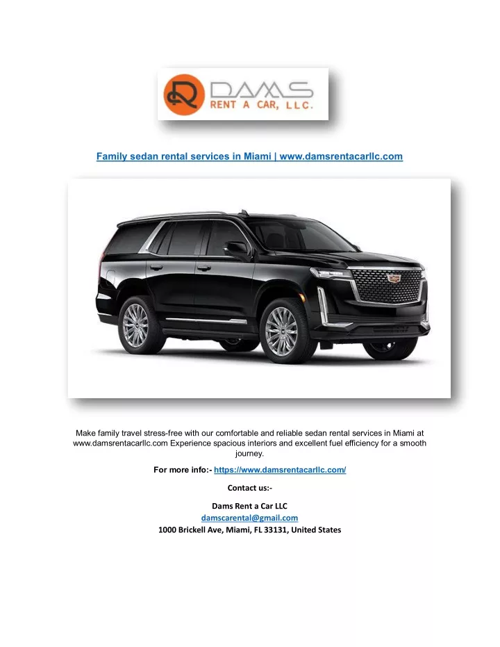 family sedan rental services in miami