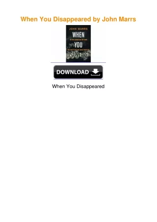 When You Disappeared by John Marrs
