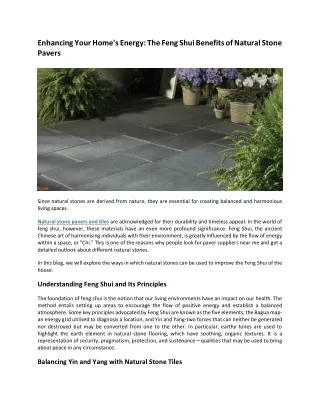Enhancing Your Home's Energy The Feng Shui Benefits of Natural Stone Pavers