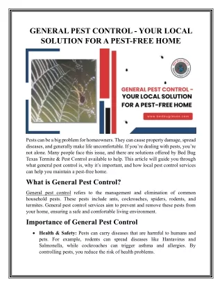 general pest control your local solution