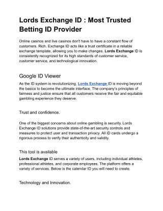 lords exchange id most trusted betting id provider
