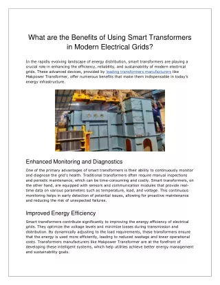 what are the benefits of using smart transformers