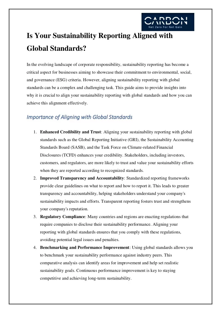 is your sustainability reporting aligned with