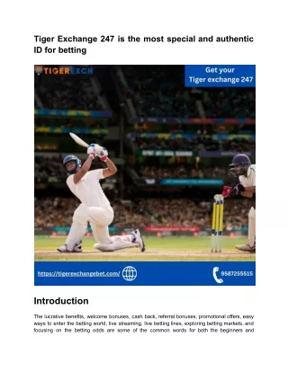 Tiger Exchange 247 is the most special and authentic ID for betting